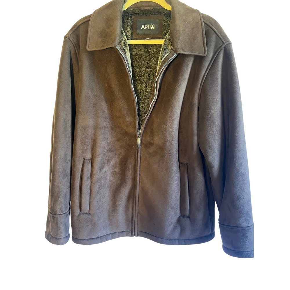 Warm Chocolate Brown Faux Suede Cozy Jacket Faux Fur Lined Medium Sportswear